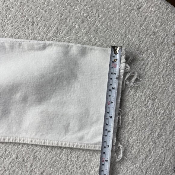 Y2K Zara White Jeans Raw Hem Distressed Denim Womens Size 2 US Casual Zip Fly - Picture 7 of 11